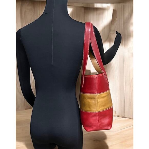 Vintage Coach 9348 Leather Rugby Stripe Tote Bag & Skinny Wristlet - Picture 9 of 15